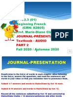 103 CLARKE Journal Présentation AUDIO Textbook Lists PART 2 Sept 15 To Oct 10. Fall2020