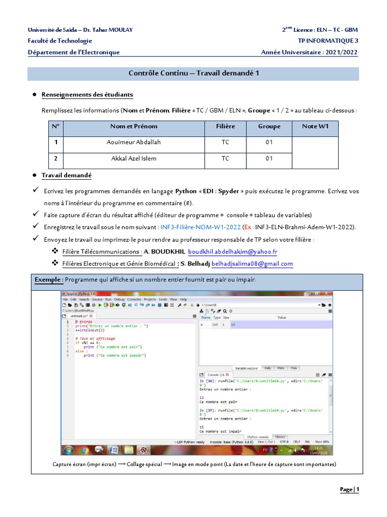 TP Informatique 3 - Python 2022 | PDF | Informatique | Science et ...