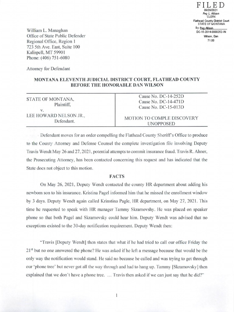 State of Montana vs. Lee Howard Nelson JR | PDF | Witness Impeachment |  Discovery (Law)