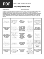 Family Literacy Bingo