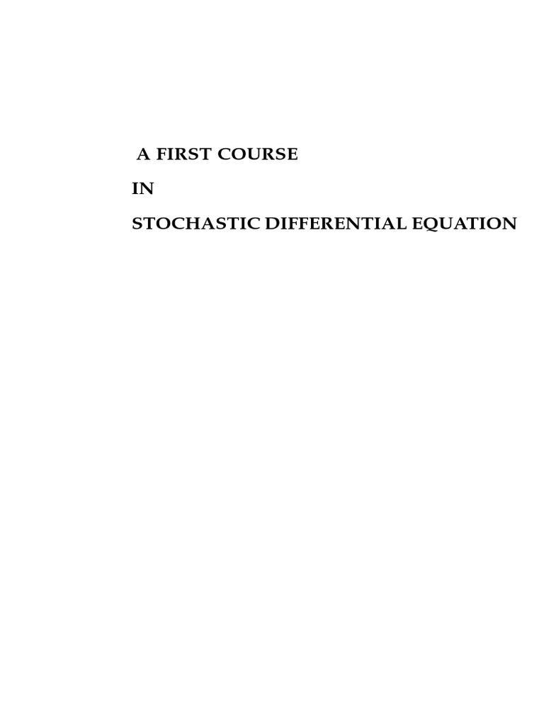 Introduction to Stochastic Differential Equations | PDF | Stochastic ...