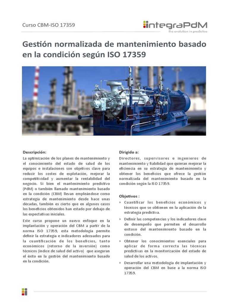 Curso de Mantenimiento según ISO 17359 | PDF | Evaluación | Ingeniería ...