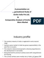 A Presentation On Organizational Study of Grohe India PVT - Ltd. & Comparative Analysis of Grohe in Sanitary Ware Market