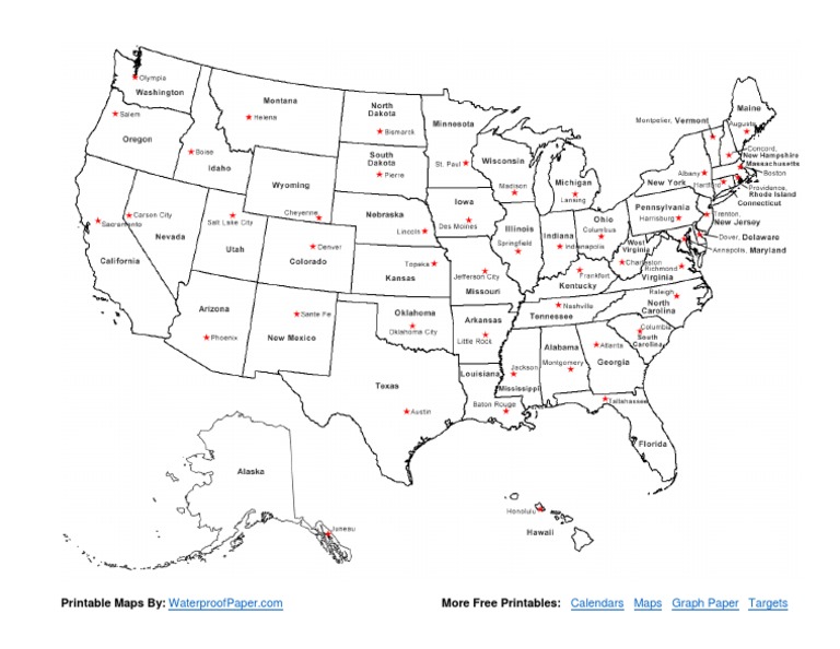 Printable Map Of The Us With States And State Capitals Labeled PDF 1644359556
