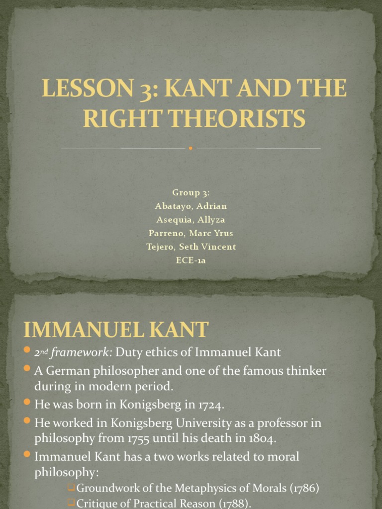 Kant's Duty Ethics and Moral Rights | PDF | Immanuel Kant | Ethical ...