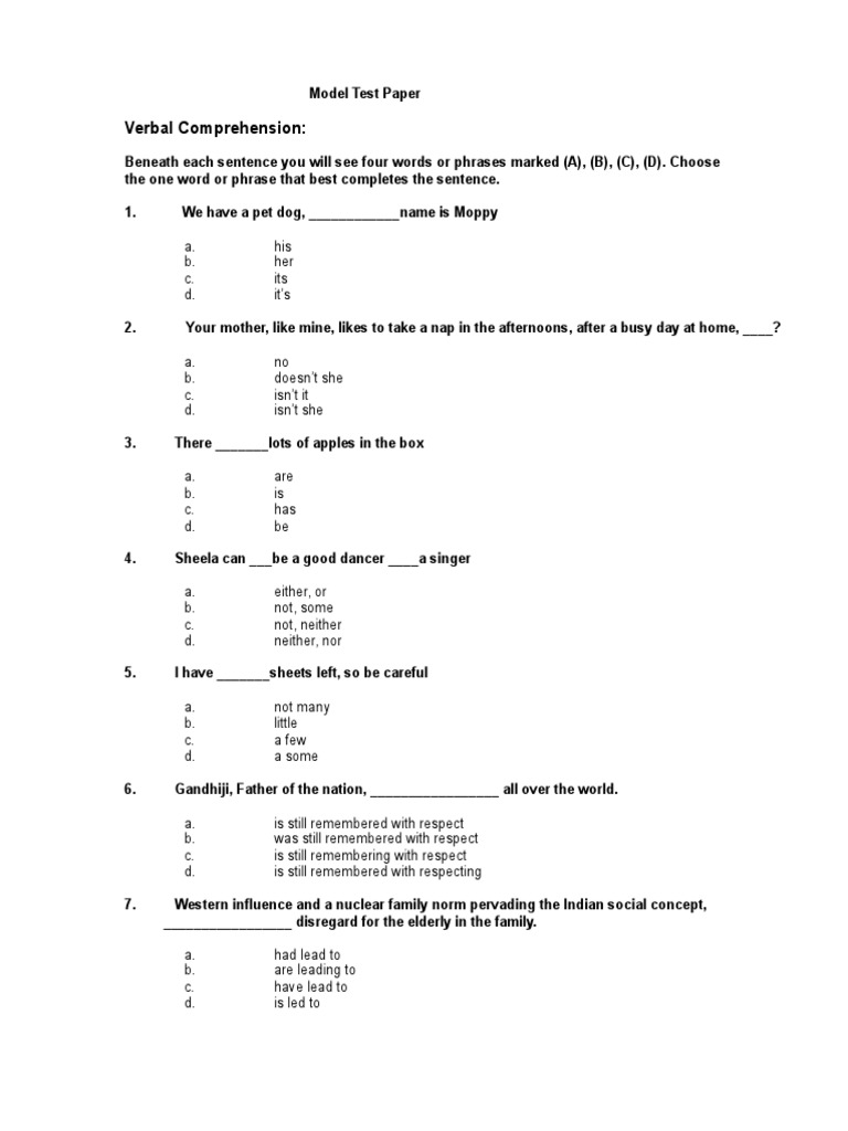 ICICI Bank Model Test Paper | PDF