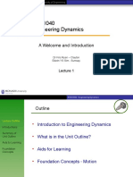 ENG1040 Engineering Dynamics: A Welcome and Introduction