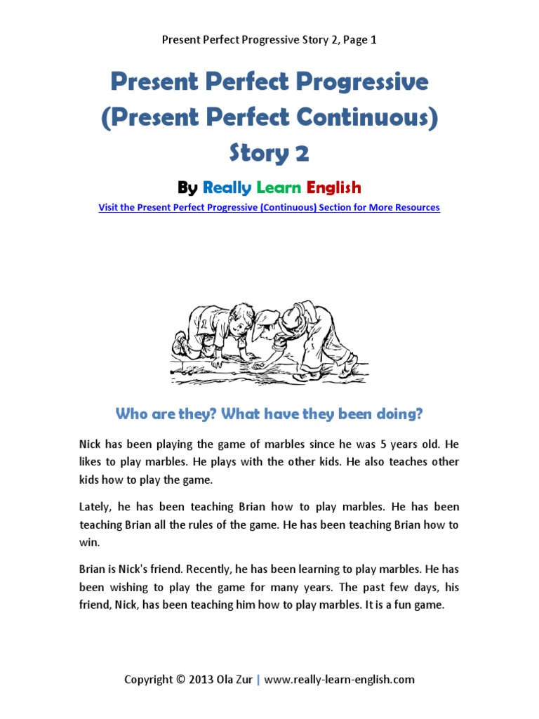 Present Perfect Progressive (Present Perfect Continuous) Story 2 | PDF ...