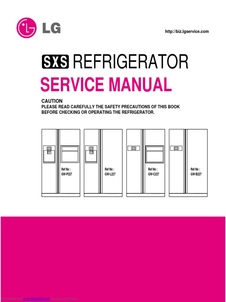 LG Refrigerator Service Manual GW-P227 | PDF | Refrigerator | Tap (Valve)