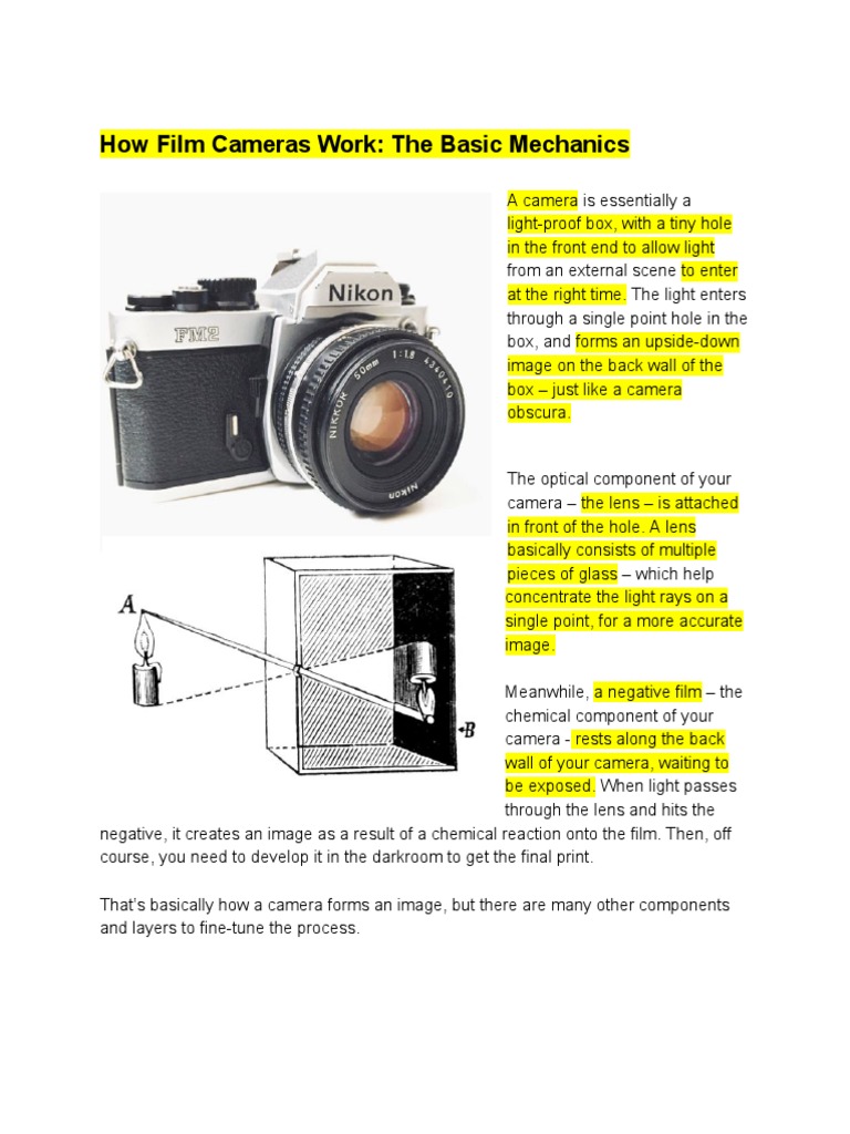 How Film Cameras Work PDF Camera Shutter Speed
