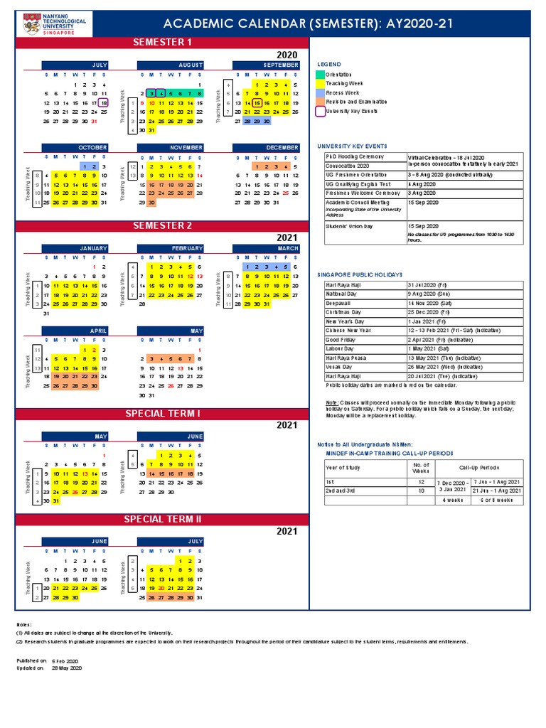 NTU Academic Calendar 2025-26 | PDF | Observances | Holidays