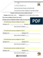 Least Common Multiple Sheet 1A: Remember - You Only Need To Write Out As Many Multiples As The Other Number