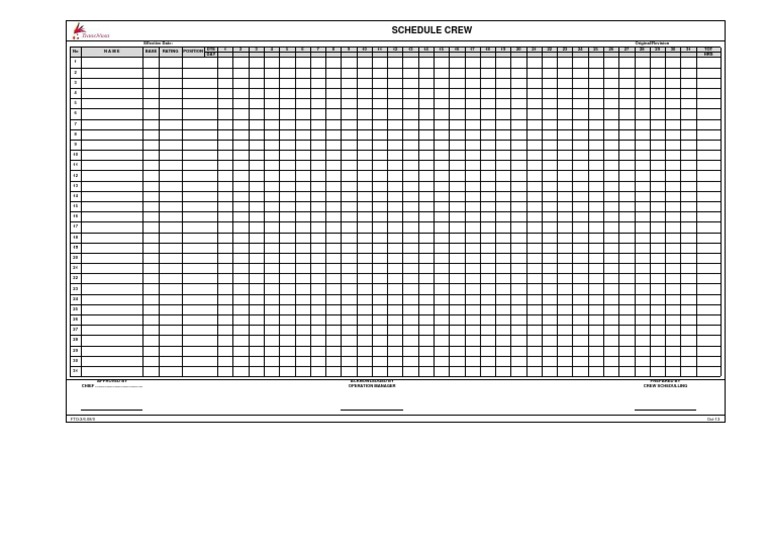 FTO 3-6-08 0 Schedule Crew | PDF