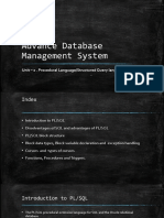 Advance Database Management System: Unit - 2 - Procedural Language/Structured Query Language (PL/SQL)