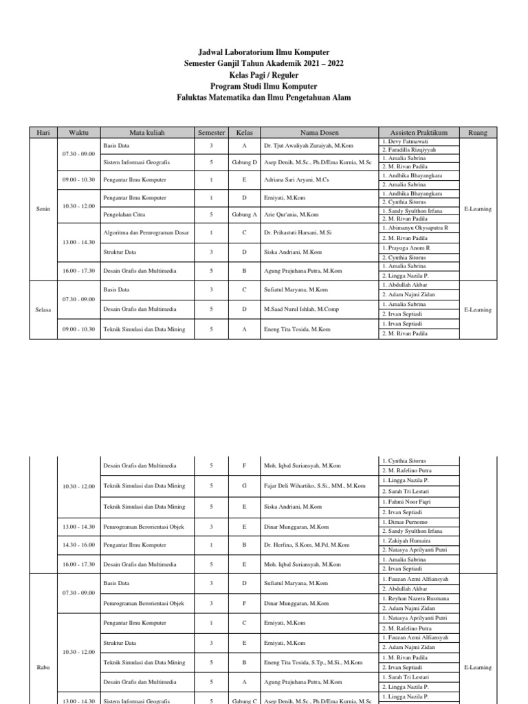 Jadwal laboratorium ilmu komputer reguler online fix pdf