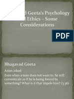 Bhagavad Geeta's Psychology and Ethics - Some Considerations