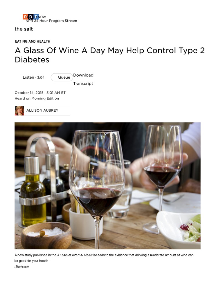 A Glass of Wine A Day May Help Control Type 2 Diabetes PDF Wine Cardiovascular Diseases