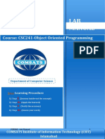 LAB Manual: Course: CSC241-Object Oriented Programming