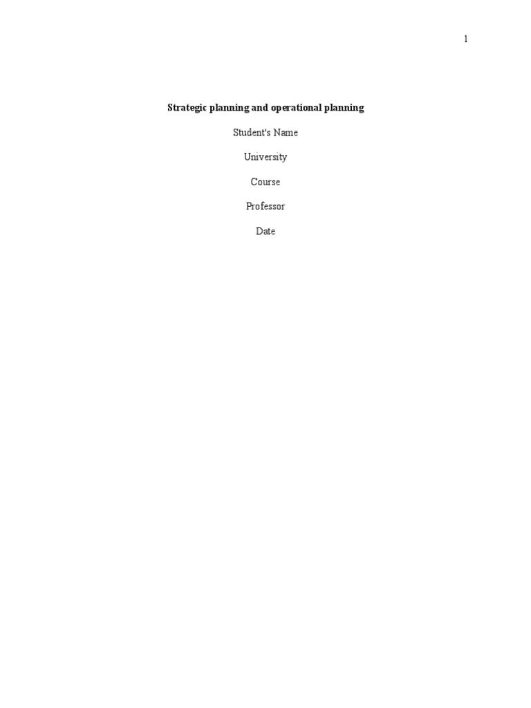 Strategic Planning and Operational Planning | PDF | Strategic Planning