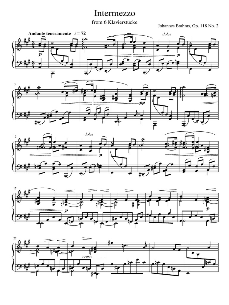 Brahms Intermezzo Op.118 No. 2 PDF Classical Music Box Zithers