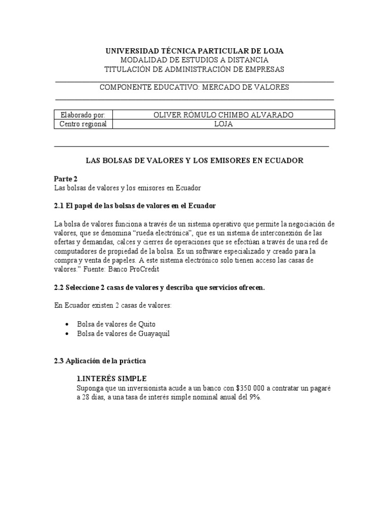 Practica 02 - Mercado de Valores | PDF | Bolsa | Finanzas y dinero
