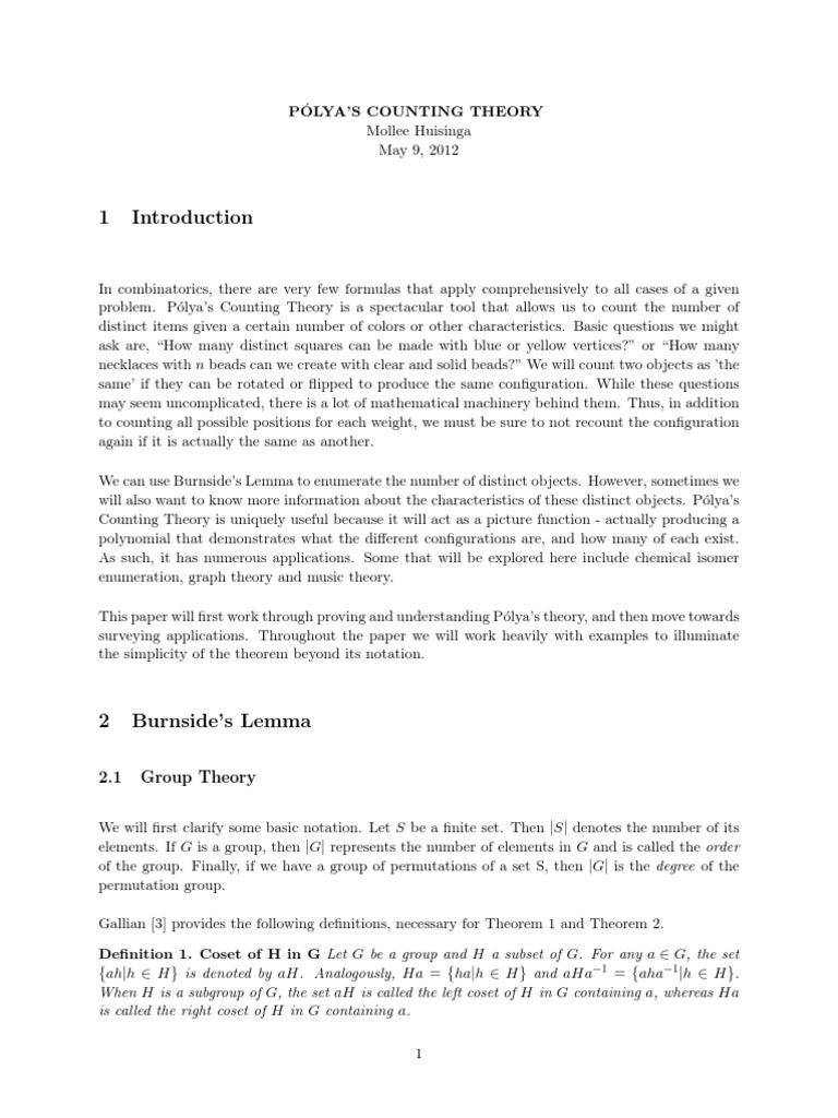 Polya's Counting Theory | PDF | Group (Mathematics) | Permutation