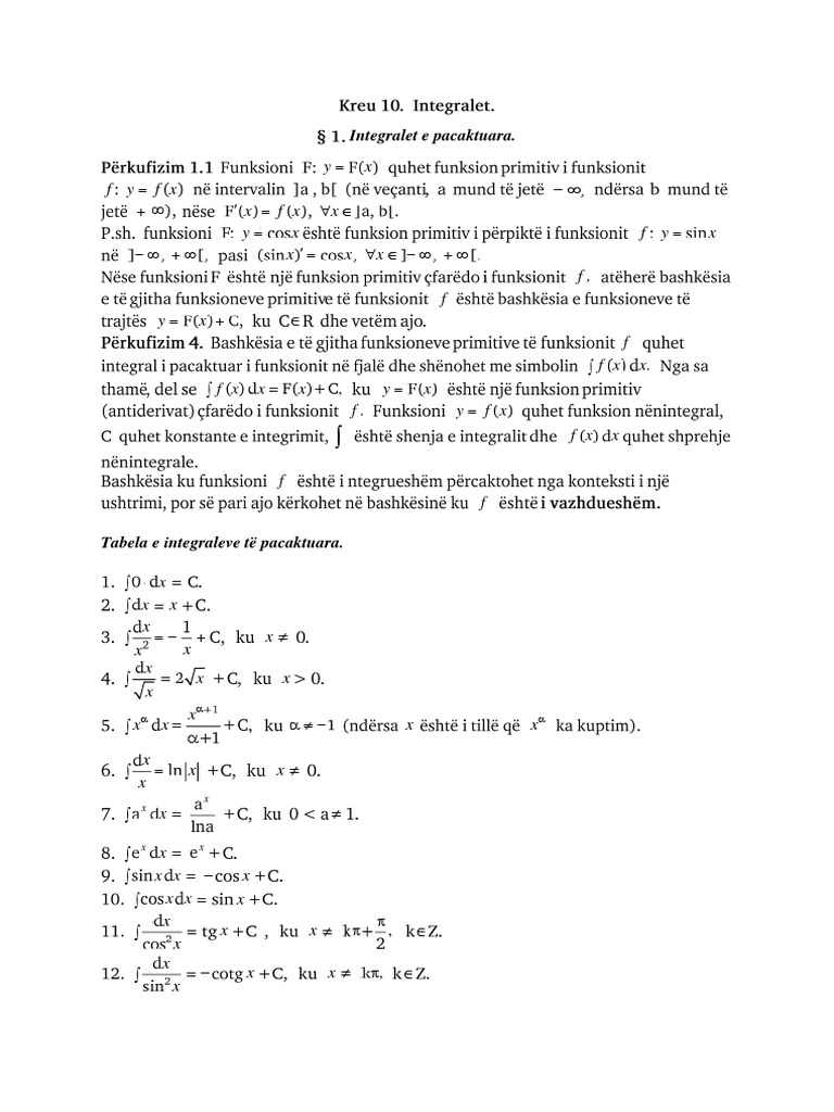 Integralet e Pacaktuara. Teori | PDF