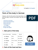 Parts of the body in German
