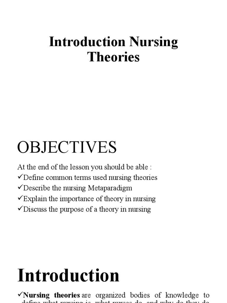 Introduction Nursing Theories | PDF | Theory | Nursing