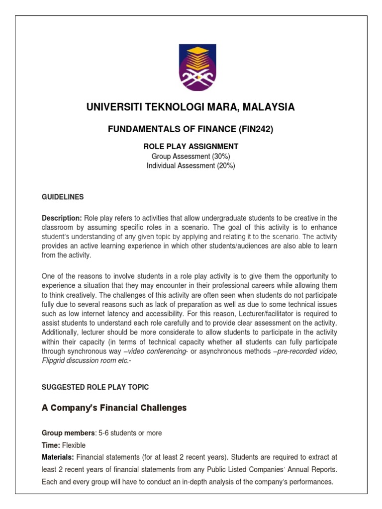 FIN242 Role Play Assignment Overview | PDF | Financial Analyst | Banks