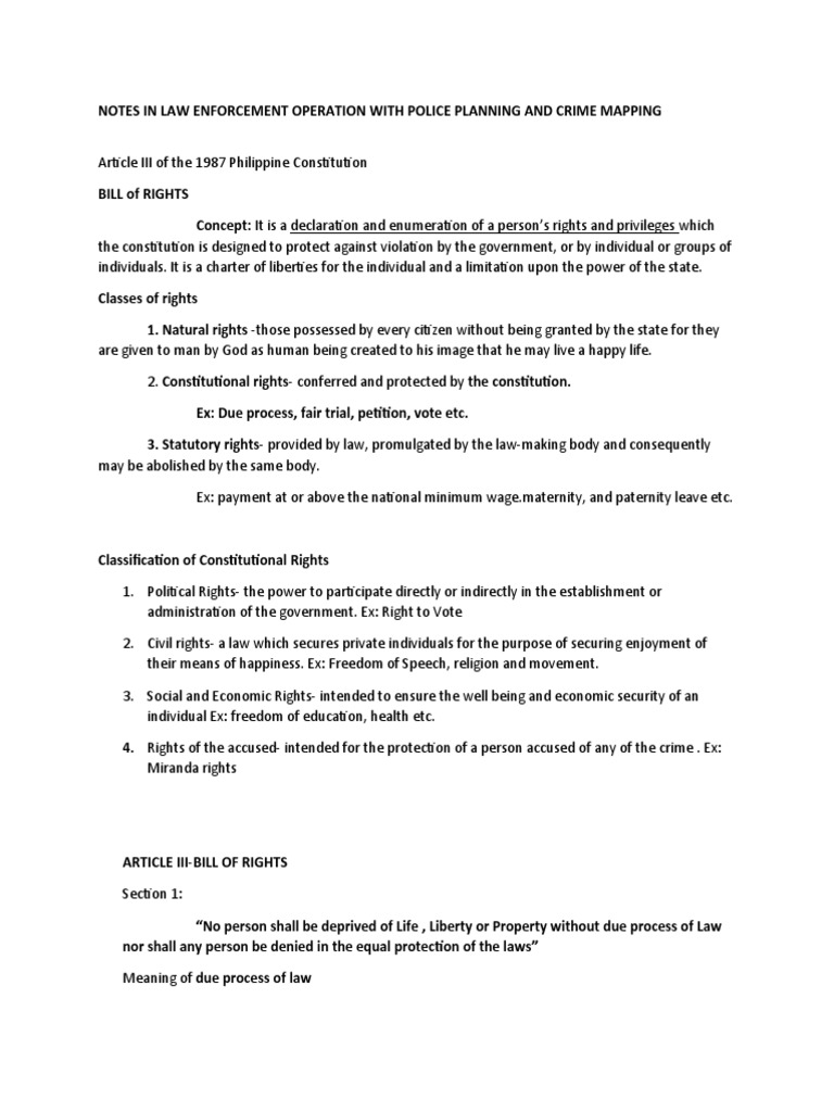 Philippine Bill of Rights Overview | PDF | Search And Seizure | Search ...