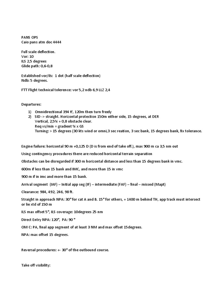 Pans Ops PDF Instrument Flight Rules Aviation Safety