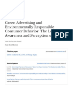 Green Advertising and Environmentally Responsible Consumer Behavior: The Level of Awareness and Perception of Ma..