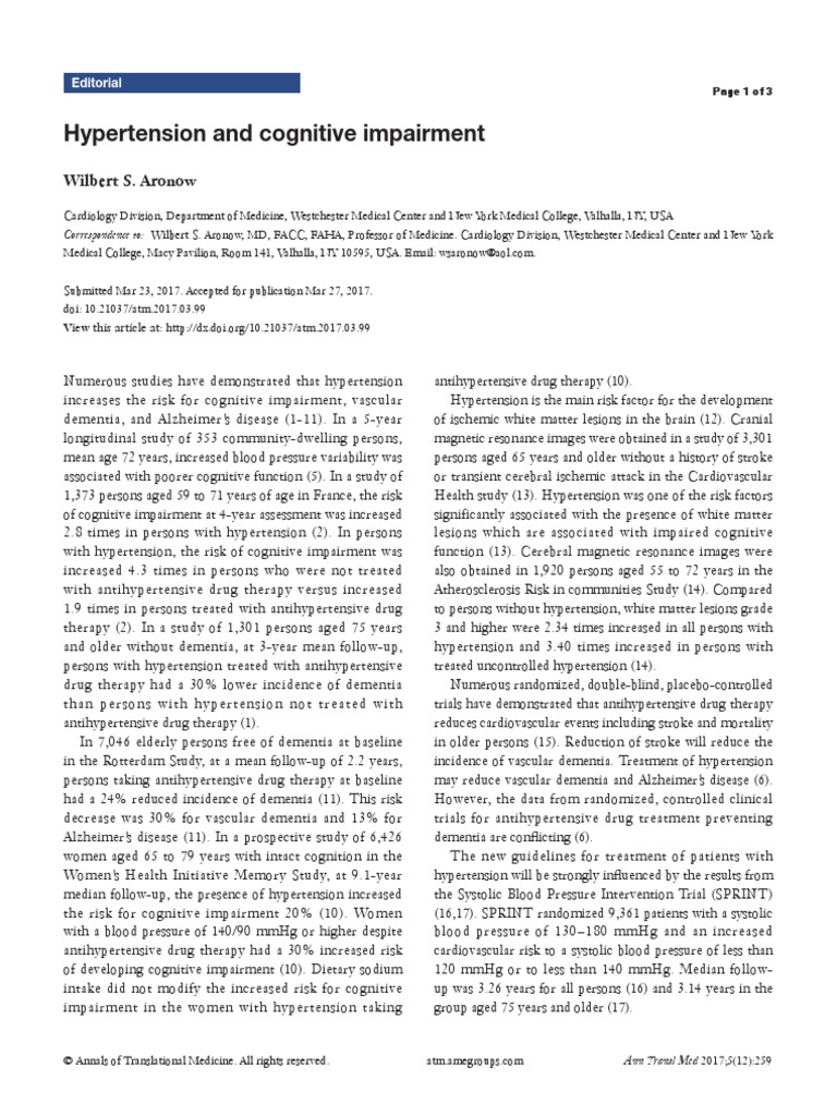Hypertension and Cognitive Impairment | PDF | Hypertension | Blood Pressure