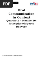 Oral Communication in Context: Quarter 2 - Module 10: Principles of Speech Delivery