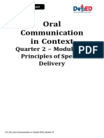 Oral Communication in Context: Quarter 2 - Module 10: Principles of Speech Delivery
