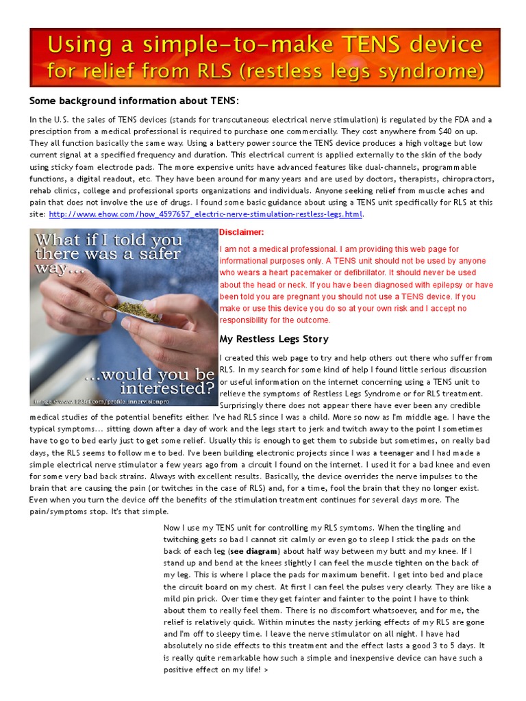 TENS Unit for Restless Legs Relief | PDF | Clinical Medicine | Medicine