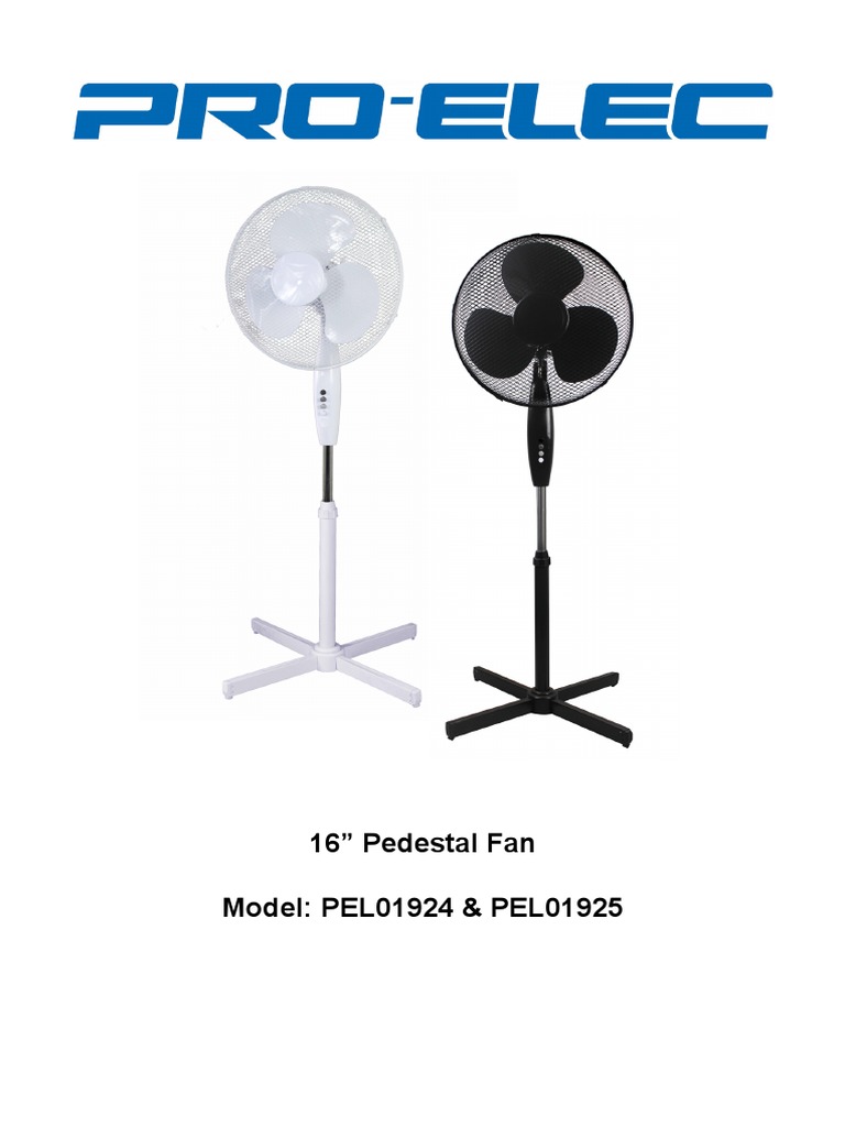 16" Pedestal Fan Model PEL01924 & PEL01925 PDF Ac Power Plugs And