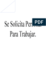 Se Solicita Personal para Trabajar