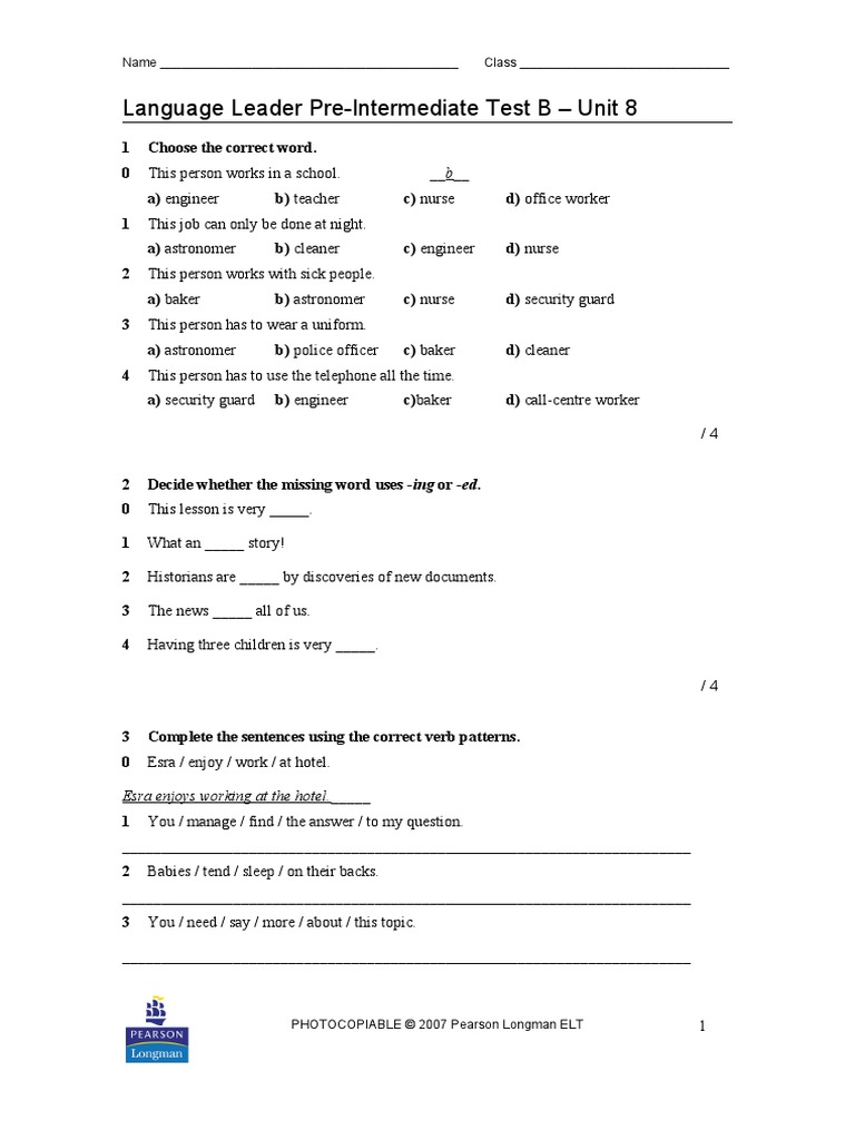 Unit 8B Test PDF