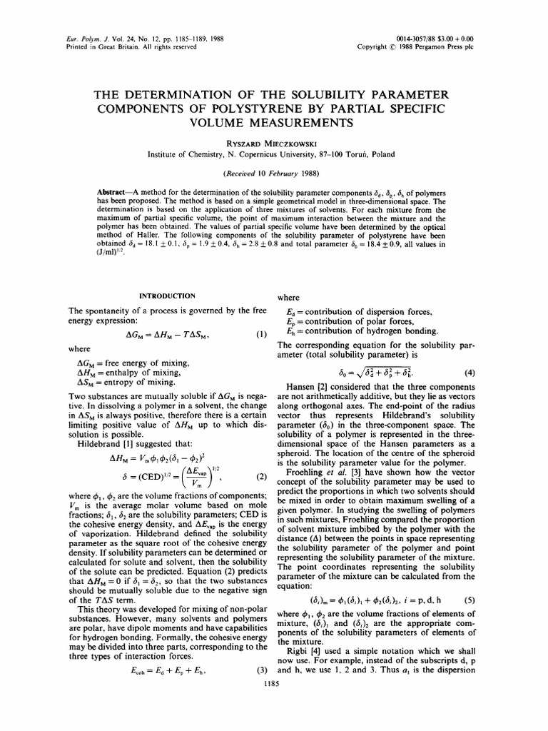 Mieczkowski 1988 PDF Solubility Solvent
