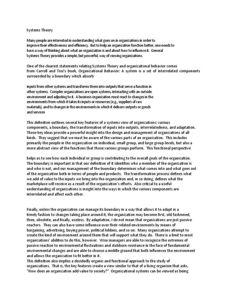 Understanding Systems Theory in Management | PDF | System | Systems Theory