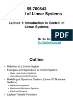 Lecture 1: Introduction To Control of Linear Systems
