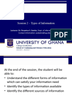 INFS 112 Introduction To Information Management: Session 2 - Types of Information