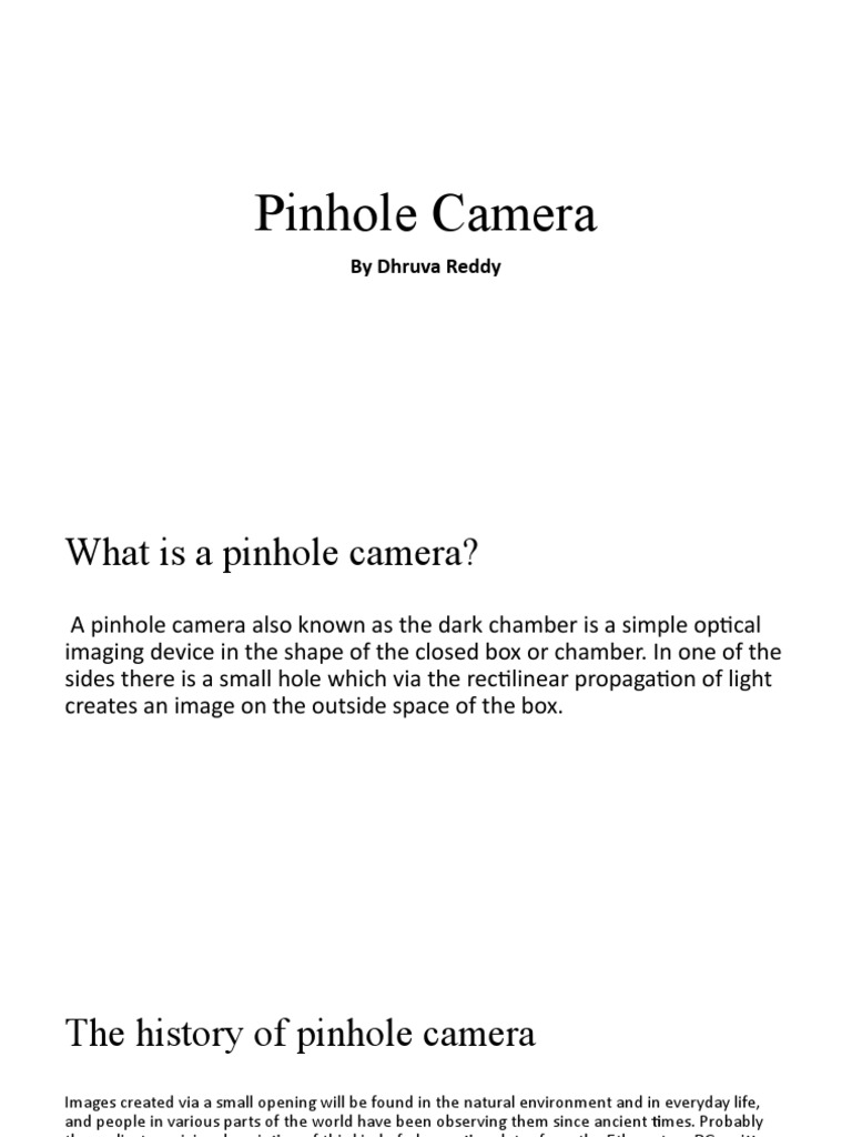Pinhole Camera: by Dhruva Reddy | PDF | Social Science