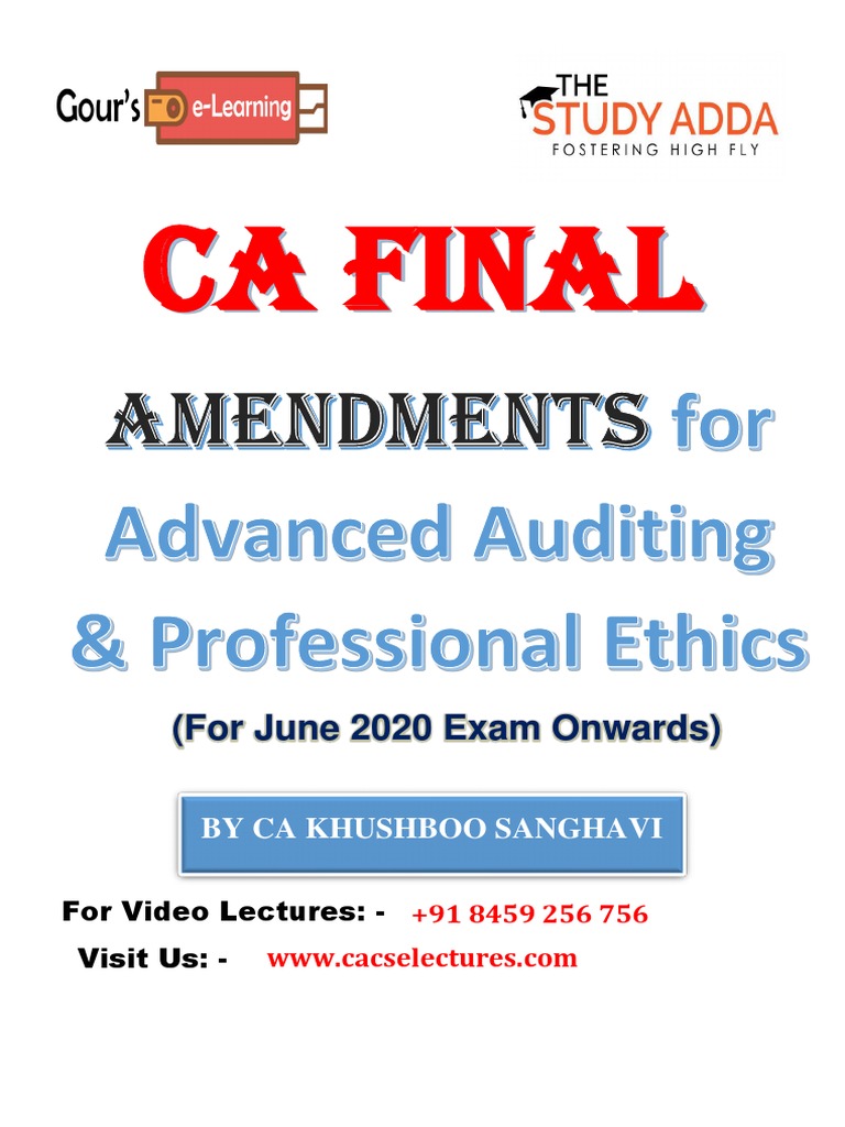 CA Final Auditing Ethics Amendments 2020 | PDF | Auditor's Report | Audit