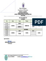 Approved Schedule For Advance Class SET B SecondQuarter