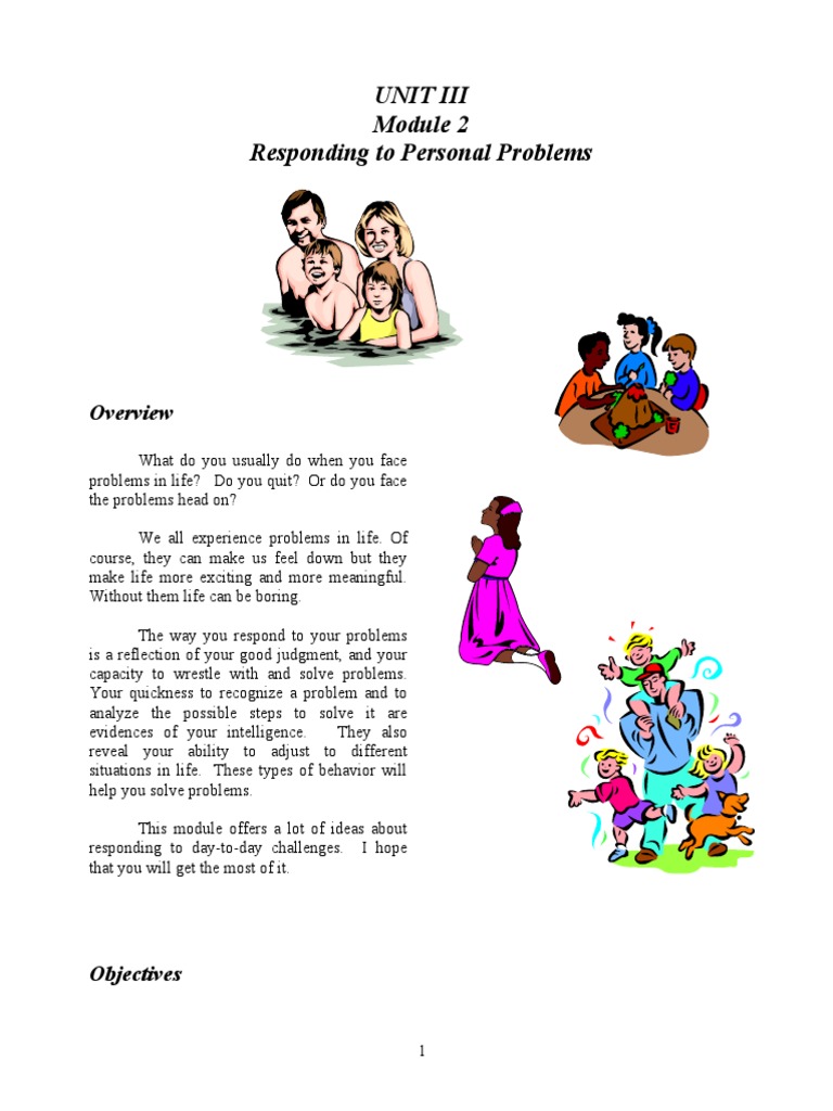 Unit Iii Responding To Personal Problems | PDF | Grammatical Tense ...