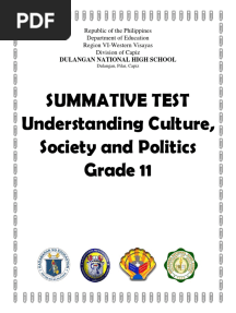 Summative Test Understanding Culture, Society and Politics Grade 11