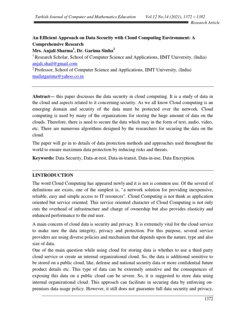 Data Security in Cloud Computing | PDF | Encryption | Cryptography